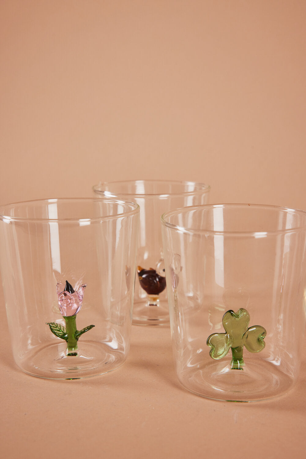 Tumbler vandglas med trekløver - Clear/Multiple
